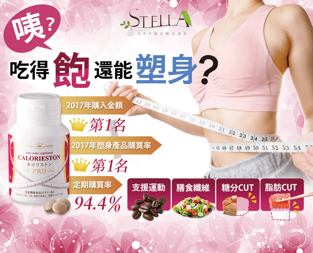 STELLA ステラ漢方株式会社 吃得飽還能瘦? body make supplement CALORIESTON 支援運動 膳食纖維 糖分CUT 脂肪CUT