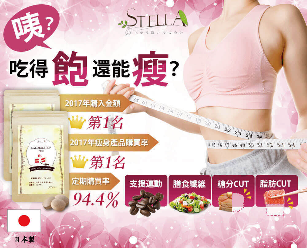 STELLA ステラ漢方株式会社 吃得飽還能瘦? body make supplement CALORIESTON 支援運動 膳食纖維 糖分CUT 脂肪CUT