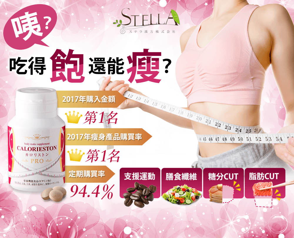 STELLA ステラ漢方株式会社 吃得飽還能瘦? body make supplement CALORIESTON 支援運動 膳食纖維 糖分CUT 脂肪CUT